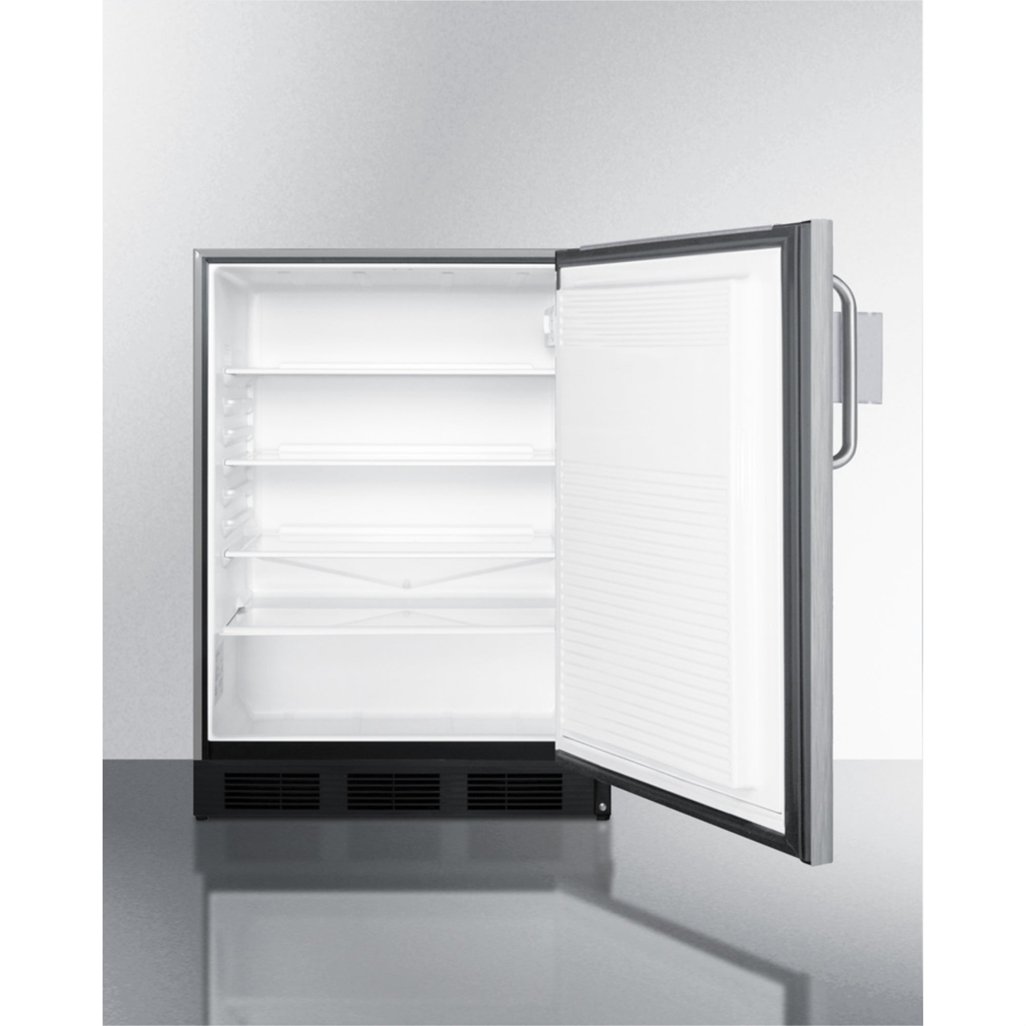 Outdoor commercial built-in all-refrigerator in stainless steel with speed rail