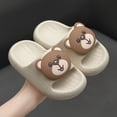 thumbnail image 7 of Kids Slippers Unisex Kids Solid Cartoon Bear Print Soft Sole Indoor Outdoor Beach Slides Slippers for Toddler Girls Boys Coffee 4 Years-4.5 Years, 7 of 7