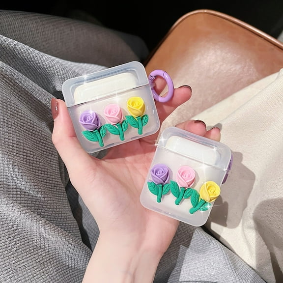 For AirPods Pro/2nd/3rd Gen 3D Cute Flowers Charging Case Shockproof Protective Case Cover