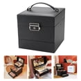 thumbnail image 4 of Caja de joyería, soporte para exhibir joyas, estuche grande de almacenamiento de joyas de cuero PU para Negro, 4 of 9