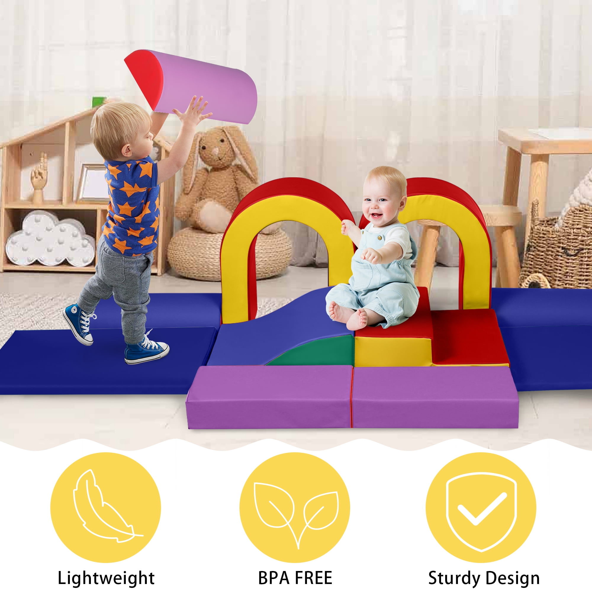 LINLUX 10PCS Toddler Climbing Foam Block, Soft Foam Building Blocks for Kids, Baby Climbing Toys