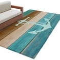 thumbnail image 2 of Rectangle Area Rug 4x6ft, Nautical Anchor Retro Wooden Non-Shedding Washable Area Rug, Farmhouse Teal Wood Board Non Slip Low-Profile Rugs for Living Room, Bedroom Dining Room, 2 of 9