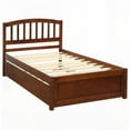 thumbnail image 3 of Twin Size Wood Platform Bed Frame with Trundle, No Box Spring, Walnut for Bedroom, 3 of 10