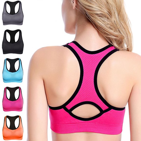 HAPIMO Savings Sports Bras for Women Cozy Workout Activewear Bra Athletic Yoga Vest Stretch Elastic Seamless Criss Cross Back Running Padded Bralette Hot Pink S