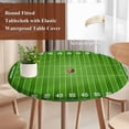 thumbnail image 4 of Rugby Sport Round Tablecloth, Fitted Table Cover with Elastic for 45"-54" Round Tables, American Football Field Stadium Table Cloth Outdoor Indoor Dinning Party Waterproof Tablecloths, 4 of 7