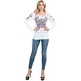 thumbnail image 3 of Vocal Womens Cross Wings with Stitches Rhinestone Long Sleeve Top (X-Large, White), 3 of 3