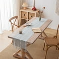 thumbnail image 3 of Hollow Stripe Tassels Table Runner Dresser Scarf for Home Dining Room Tabletop Decoration, 3 of 3
