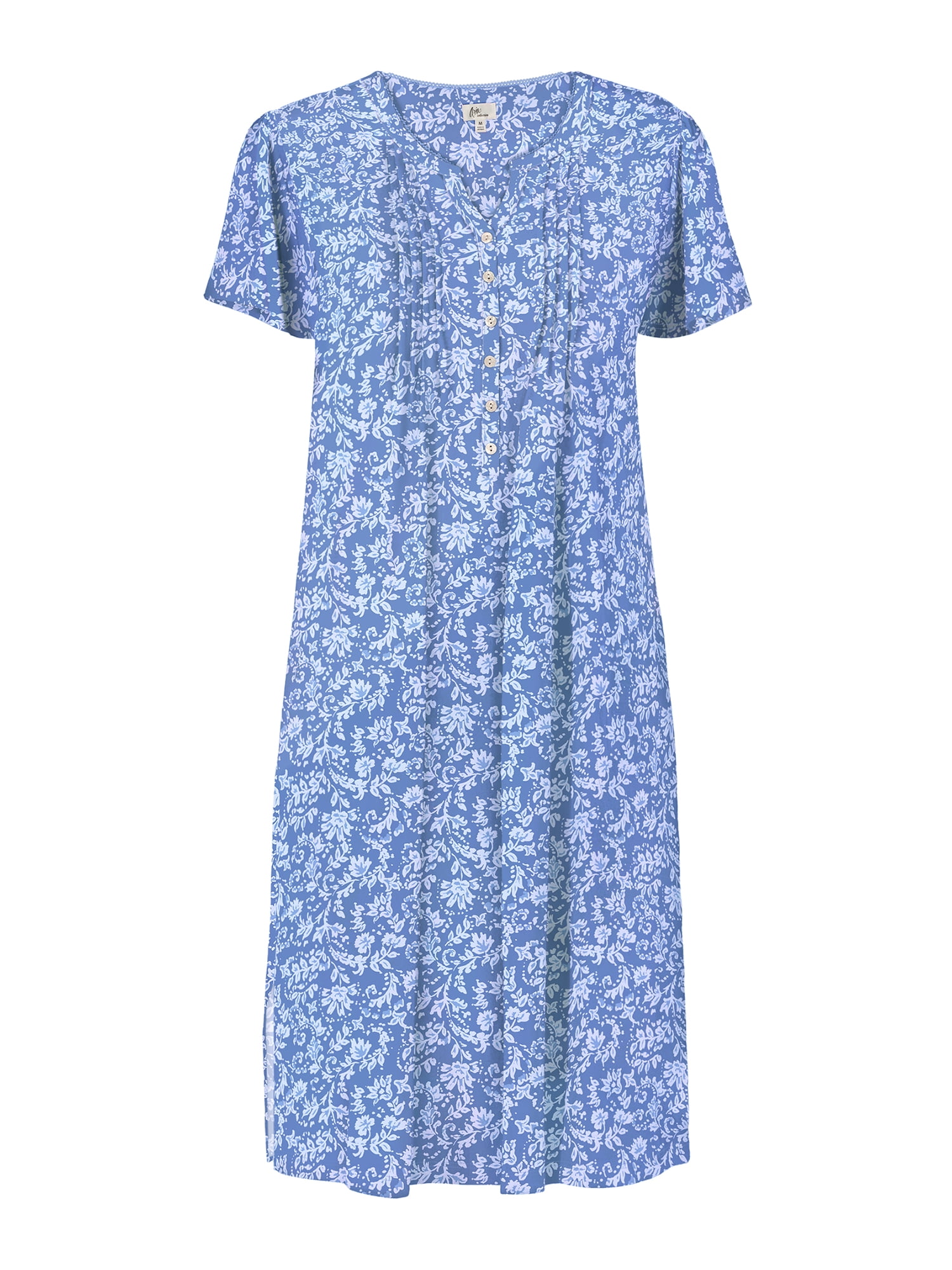Aria Women’s Short Sleeve Split Neck Sweater Knit Nightgown, Sizes XS-5X