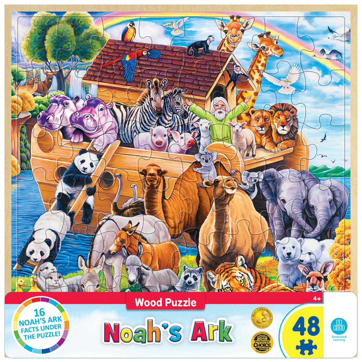 MasterPieces Wood Fun Facts of Noah's Ark - 48 Piece Kids Puzzle