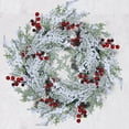 thumbnail image 5 of 5PCS 19inch Snowy Artificial Cedar Picks with Red Berries, Frosted Faux Christmas Cedar Greenery Branches Stems, for Christmas Tree Wreath Vase Winter Holiday Decor, 5 of 8