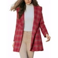 thumbnail image 5 of INSPIRE CHIC Women's Plaid Shawl Collar Belted Wrap Winter Coat L Red, 5 of 7