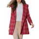 thumbnail image 5 of Abrigo de invierno con cinturón y cuello de chal de cuadros para mujer Inspire Chic L rojo, 5 of 7