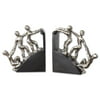 Set of 2 Nickel Plated Finished Helping Hands Bookends with Matte Black Base 10"