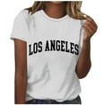 thumbnail image 5 of YHAJDS T Shirts for Women Short Sleeve Round Neck Letter Print Casual Pullover Summer, 5 of 5