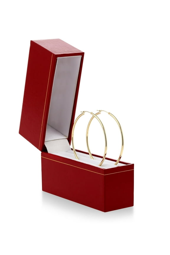 14K Yellow Gold Classic Polished Round Gold Hoop Earrings (40mm) for Women & Unisex