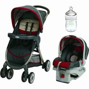 Angle View: Graco FastAction Fold Click Connect Travel System, Car Seat Stroller Combo, Choose Your Color with Free NUK Simply Natural Baby Bottle, 5oz, 1-Pack
