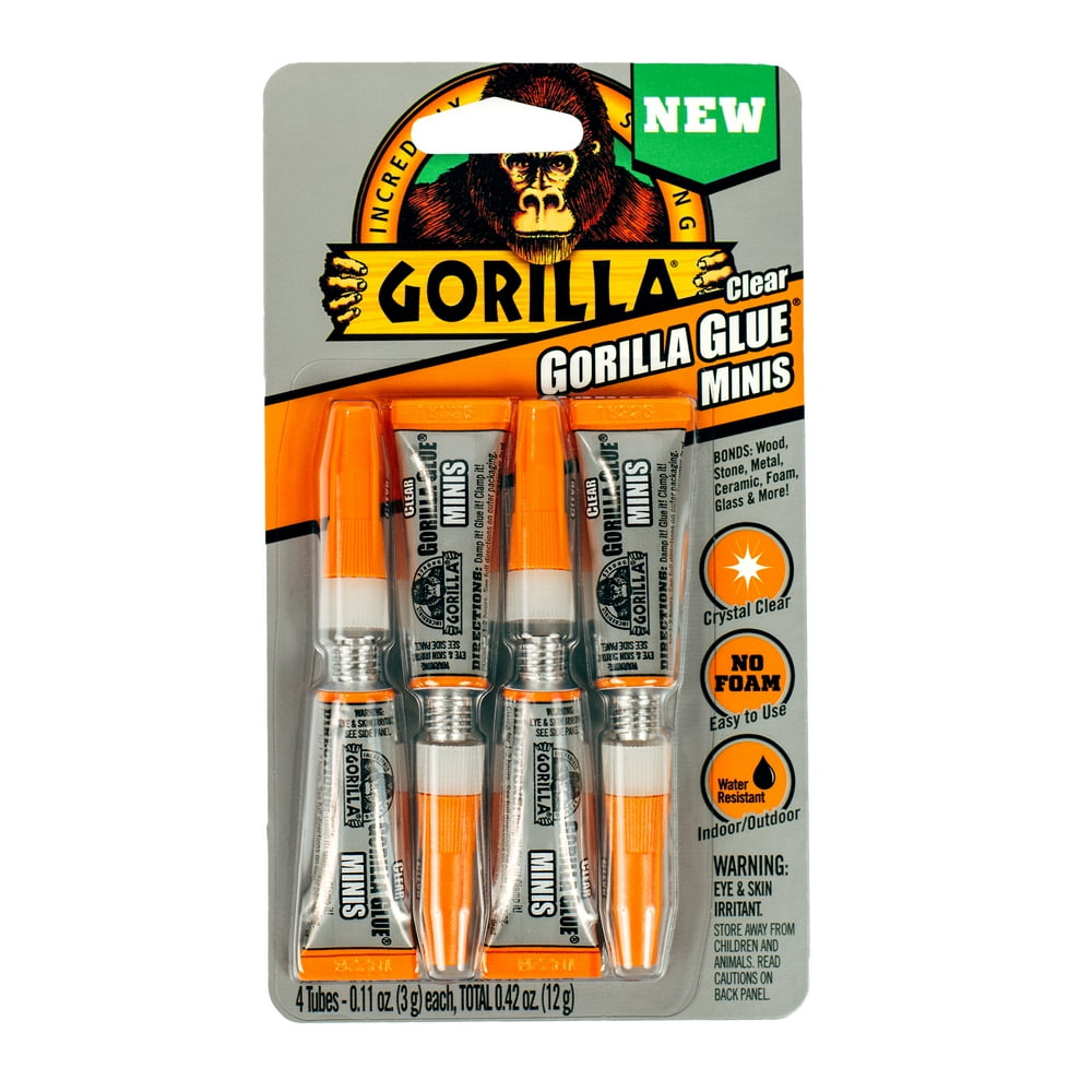 Gorilla Clear Glue Mini 3g Tubes, 4 Count