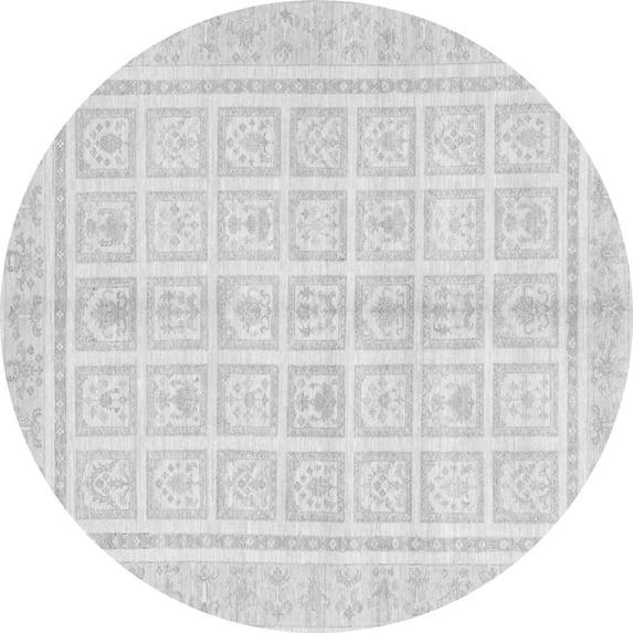 Ahgly Company Indoor Round Abstract Gray Modern Area Rugs, 8' Round