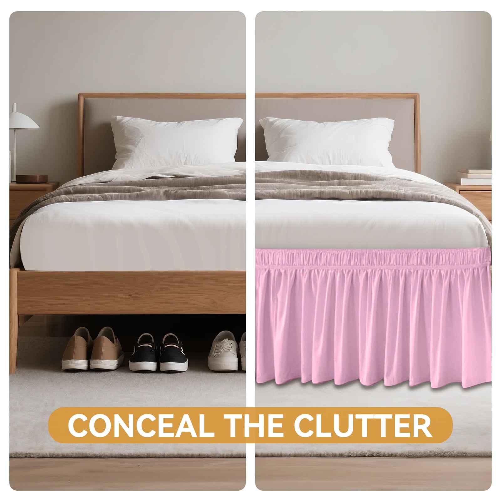 AzulHome Cherry Blossom Pink Skirts, Wrap Around Dust Ruffle for Twin Beds, 18-inch Tailored Drop, Easy to Install and Clean