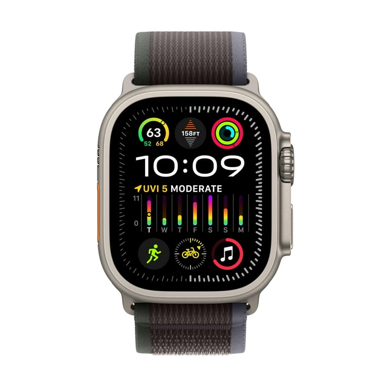 Apple Watch Ultra - with 2.17 weave - 2 - - titanium M/L - GB oz - blue/black Loop 4G mm Trail Bluetooth - size: smart Wi-Fi, 64 - UWB, 49 watch - LTE, band - nylon