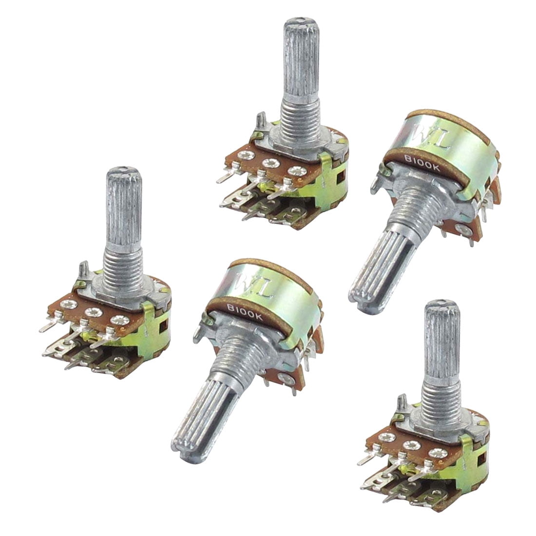 5 x Top Adjustment Linear Dual Knurled Shaft Pots Potentiometers 100K