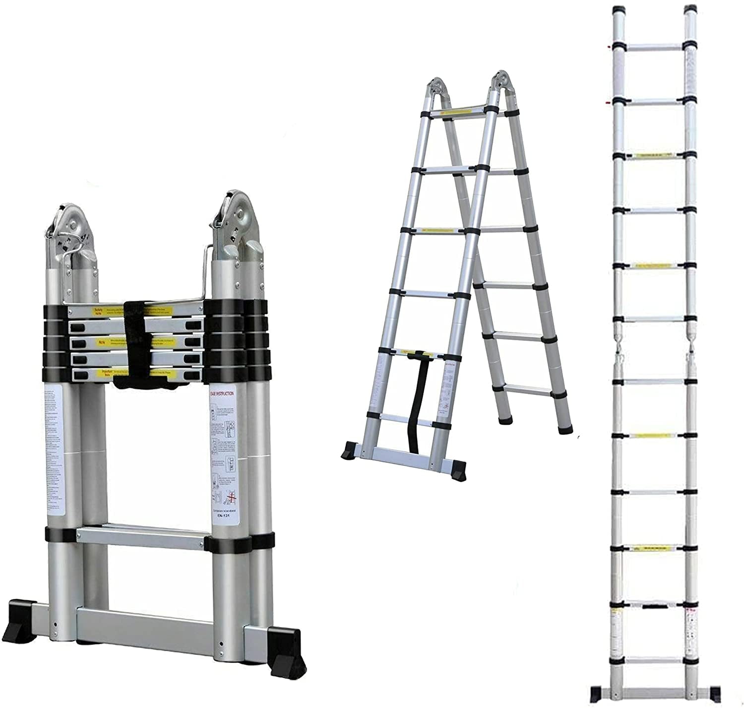 Dayplus 12.5FT/3.8M Aluminum Telescoping Extension Ladder Portable