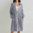 thumbnail image 7 of fheaev Flannel Robe for Women Knee Length Zipper Front Sleep Dress Winter Thick Warm Nightgown Blue,XL, 7 of 7