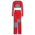 thumbnail image 3 of vastwit Kids Girls Hip Hop Street Dance Outfit Jazz Performance Crop Top Vest Checkered Mesh Jogger Pants Set Red 14, 3 of 7