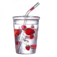 thumbnail image 1 of Glass Cup With Straw & Lid Heat-Resisting Glass Cup Clear Lovely Strawberry Pattern Glass Cup, 1 of 6