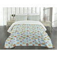 thumbnail image 3 of Ambesonne Cartoon Quilted Bedspread Set 3 Pcs, Sun Ribbon Teddy Bear Art, Queen Size, Pale Blue Cinnamon, 3 of 5