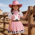 thumbnail image 4 of Girls Pink Cowgirl Dress Set With Vest, Skirt, Hat & Belt - Western Outfit For Halloween Party, Play & Dress Up, 4 of 9