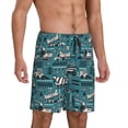thumbnail image 2 of Kdxio Modern Excavator Print Mens Sleep Shorts Bottoms Soft Comfy Pajama Wear Pants with Drawstring Pockets, 2 of 7