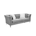 thumbnail image 3 of 86 Inch Chesterfield Sofa, 3-Seater Velvet Couch with Removable Cushions and Pillows, Tufted Upholstered Lounge Sofa with Acrylic Feet for Living Room, Office, Bedroom, Apartment, Gray, 3 of 9