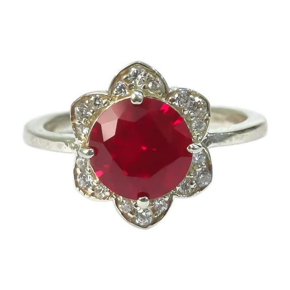 Ruby Ring, Solid 925 Sterling Silver, Womens Ring, Natural Ruby, July Birthstone, Christmas, Thanksgiving, Tiny Dainty Ring, CZ Ring, Handmade, Statement Jewelry, Wedding, Anniversary Gift