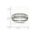 thumbnail image 2 of Stainless Steel Brushed and Polished Ridged 7.00mm Band Ring - Size 10, 2 of 2