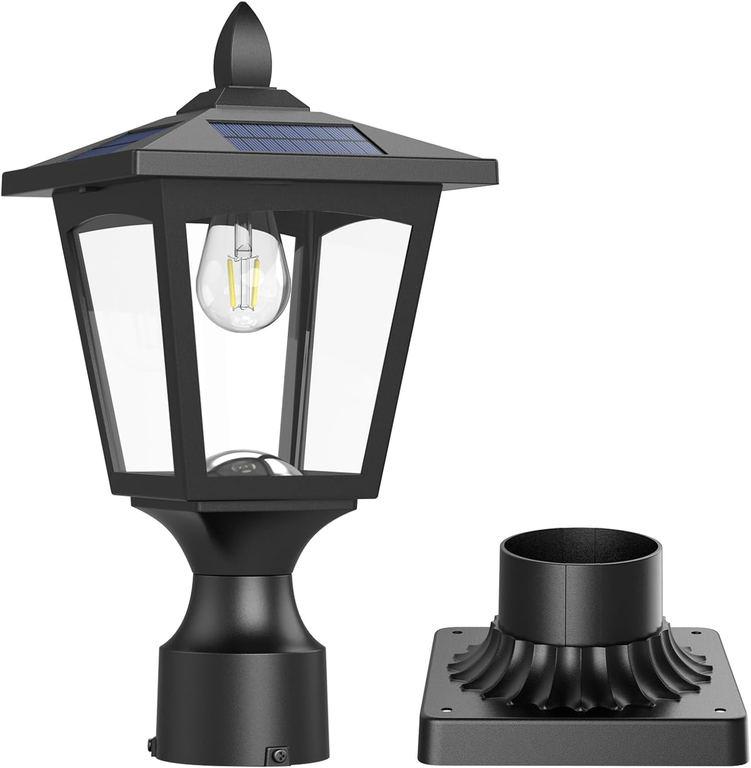 Dusk to Dawn Solar Lamp Post Light with Pier Mount Base, Waterproof Outdoor Solar Post Lights for Garden Yard Landscape Pole Pillar Decoration (Cool White 6000K)