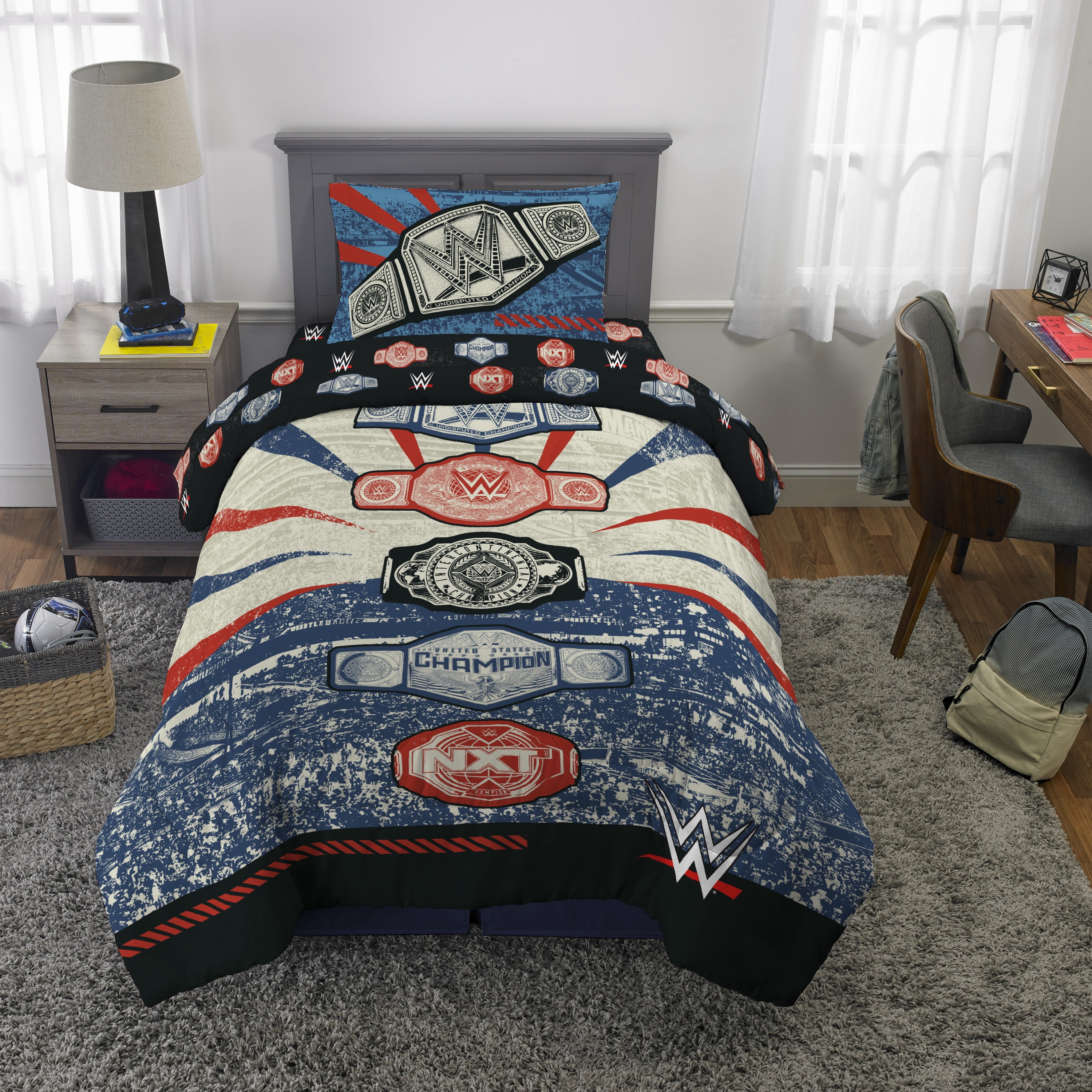 WWE Kids Twin Bed in a Bag, 4Pc Bedding Set, Comforter and Sheets