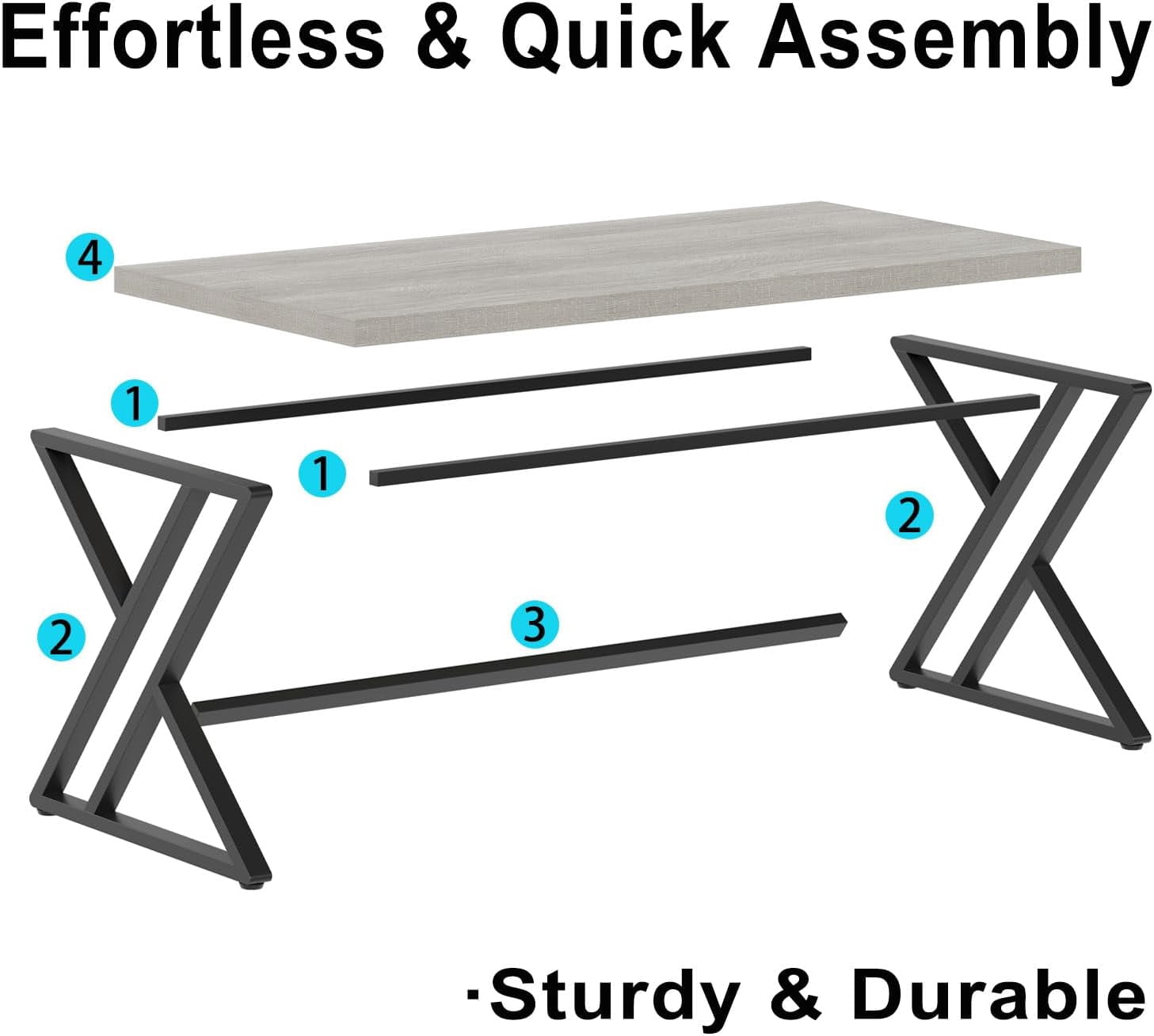 LVB Grey Computer Office Desk,  Wood PC Gaming Gray Desk for Home Office, Modern Wooden Metal Study Work Bedroom Table, Farmhouse Executive Writing Desk with Storage, 55 Inch, Light Grey Oak