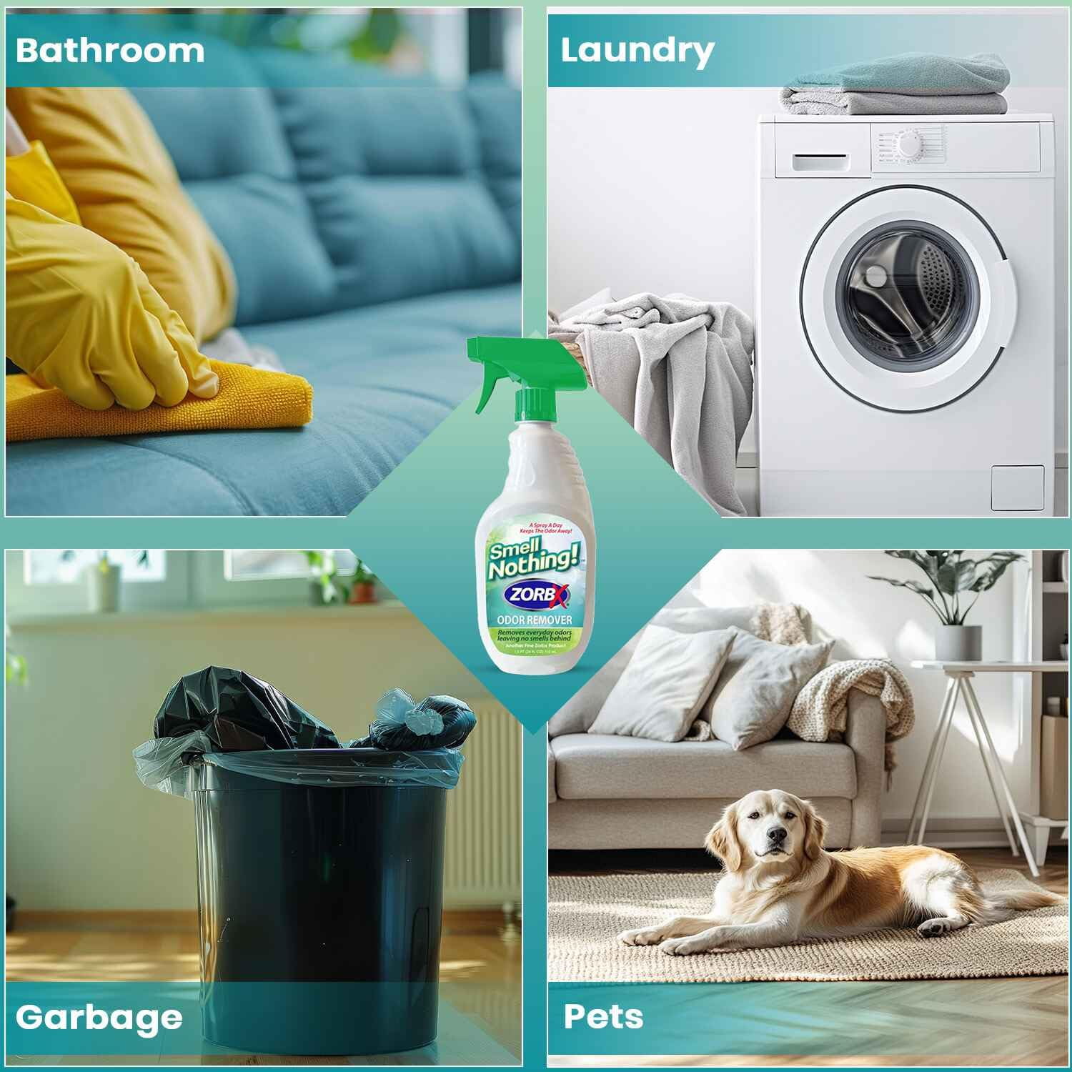 ZORBX Unscented Odor Remover Spray 24 oz - Strong Odor Absorber For Couch, Car, Carpet, Diaper Pail Smells Neutralizer & More
