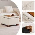 thumbnail image 4 of HASLE 24" Square Storage Ottoman Coffee Table, Linen Tufted Ottoman with Reversible Wooden Tray Lid, Ample Storage Footstool, Beige, 4 of 8