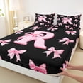 thumbnail image 3 of Castle Fairy Personalized Initial 3pcs Twin Sheet Sets,Dreamy Princess Twin Fitted Sheet,Black Pink Breathable Flat Sheet,Lightweight Kawaii Room Decor, 3 of 7