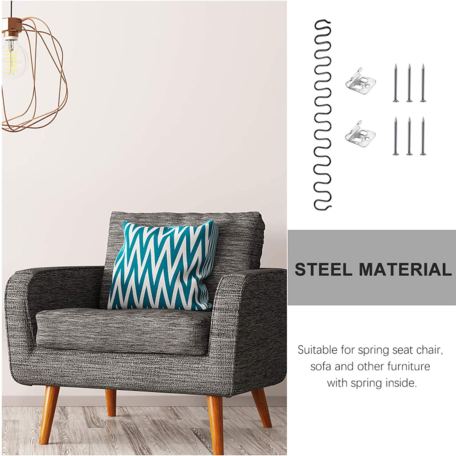 Kit De Ressorts Sinueux (zigzag) Pour Canapé - Longueur 68,6 Cm - Avec Clips Et Fil De Retissage - Réparation Siège Auto/fauteuil