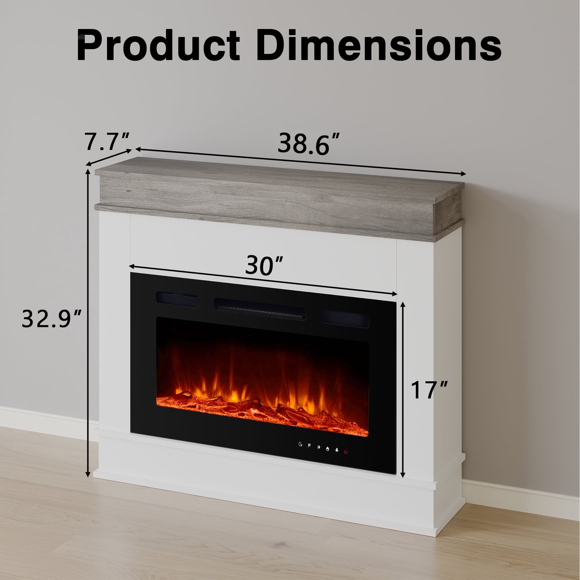 Maxhonor White Freestanding Electric Fireplace, 30” Insert, Overheating Protection & Minimalist Design