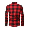 thumbnail image 4 of Flannel Plaid Shirts for Men Sherpa Lined Casual Button Up Shackets Jackets Long Sleeve Fitted Tops with Pocket (XL, Red), 4 of 7