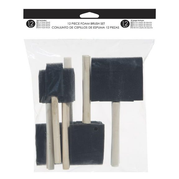 Foam Brush 12-Piece Household Paintbrush Set for Paint and Craft Projects