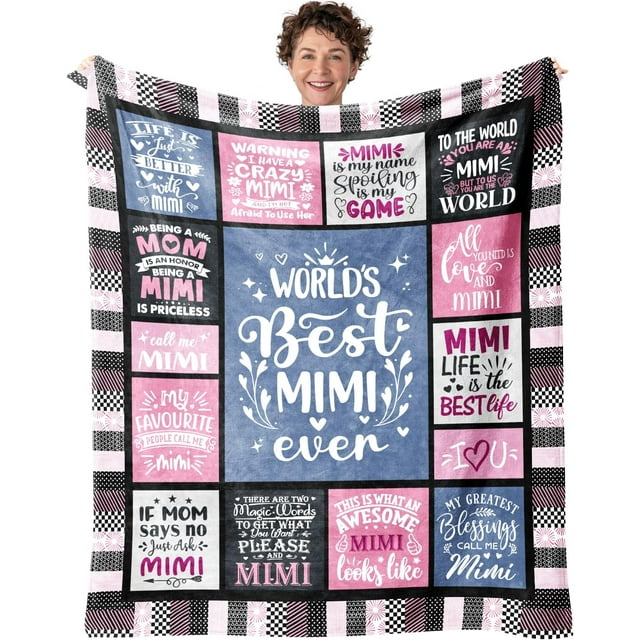 LHSHID Mimi Blanket Gift for Mimi for Mothers Day from Granddaughter Mimi Gift from Grandson Best Mimi Ever Blanket for Sofa Bed Birthday from Grandkids 60"x80"
