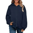 thumbnail image 1 of Yuyuzo Womens Zip up Hoodies Long Sleeve Solid Color Jacket Fall Oversized Sweatshirts with Pockets, 1 of 6