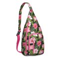 thumbnail image 1 of Jungle Floral Sling Backpack - Exotic Monstera & Flowers Design Crossbody Bag, Fashionable Pack, 1 of 4