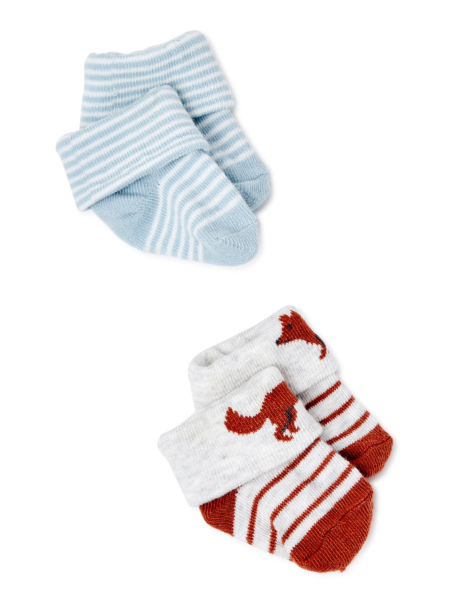 Child Of Mine by Carter's Baby Boys' Fox Slippers, 2-Pack, Newborn