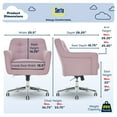 thumbnail image 4 of Serta Ashland Office Desk Chair, Mid-Back Button Tufted, Memory Foam Cushion, Chrome Swivel Base, Lilac Twill Fabric, 4 of 10
